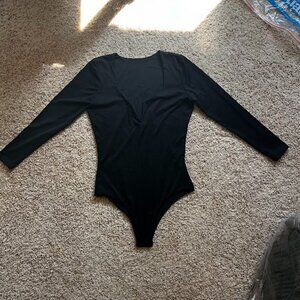 Black V-Neck Bodysuit